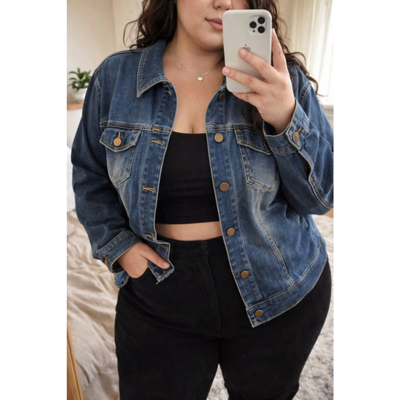 Molly & Isadora Jackets & Blazers - Molly & Isadora Stretch Denim Jacket | Women’s Plus Size 3X | Blue